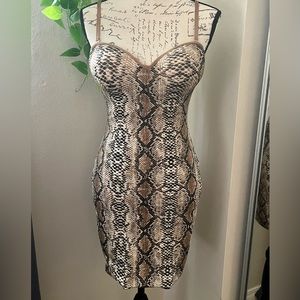 JLuxLabel Snake print mini tank dress with built in bra.